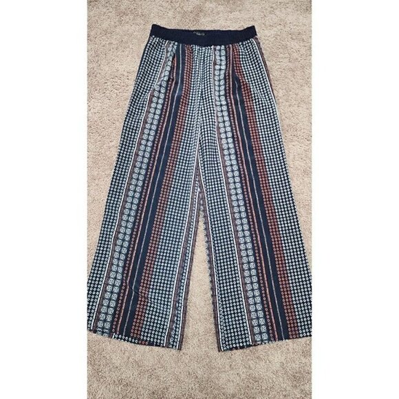 Anthropologie Sanctuary Wide Leg Navy Printed Palazzo Pants Medium - Picture 2 of 7